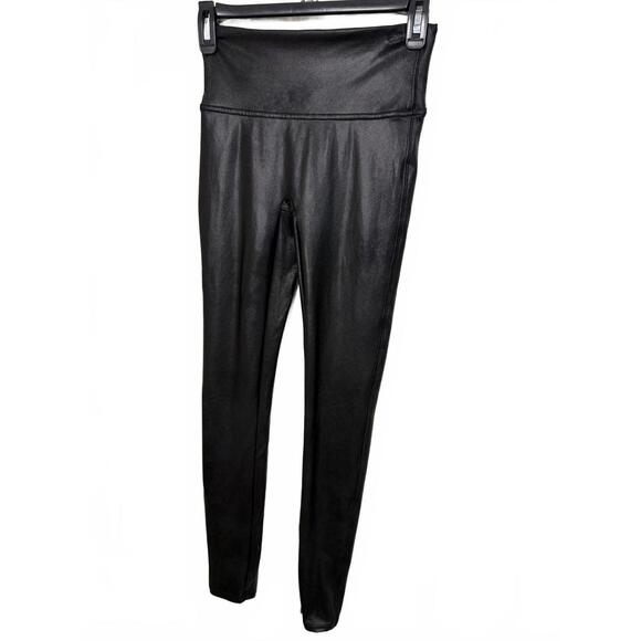 SPANX Pants - Spanx Faux Leather Leggings Size S Black High Rise Stretchy Pull On Minimalist